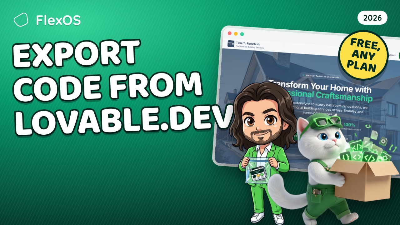 Export code from lovable.dev: Jos and Flexi with the zip, and a site live on FlexOS
